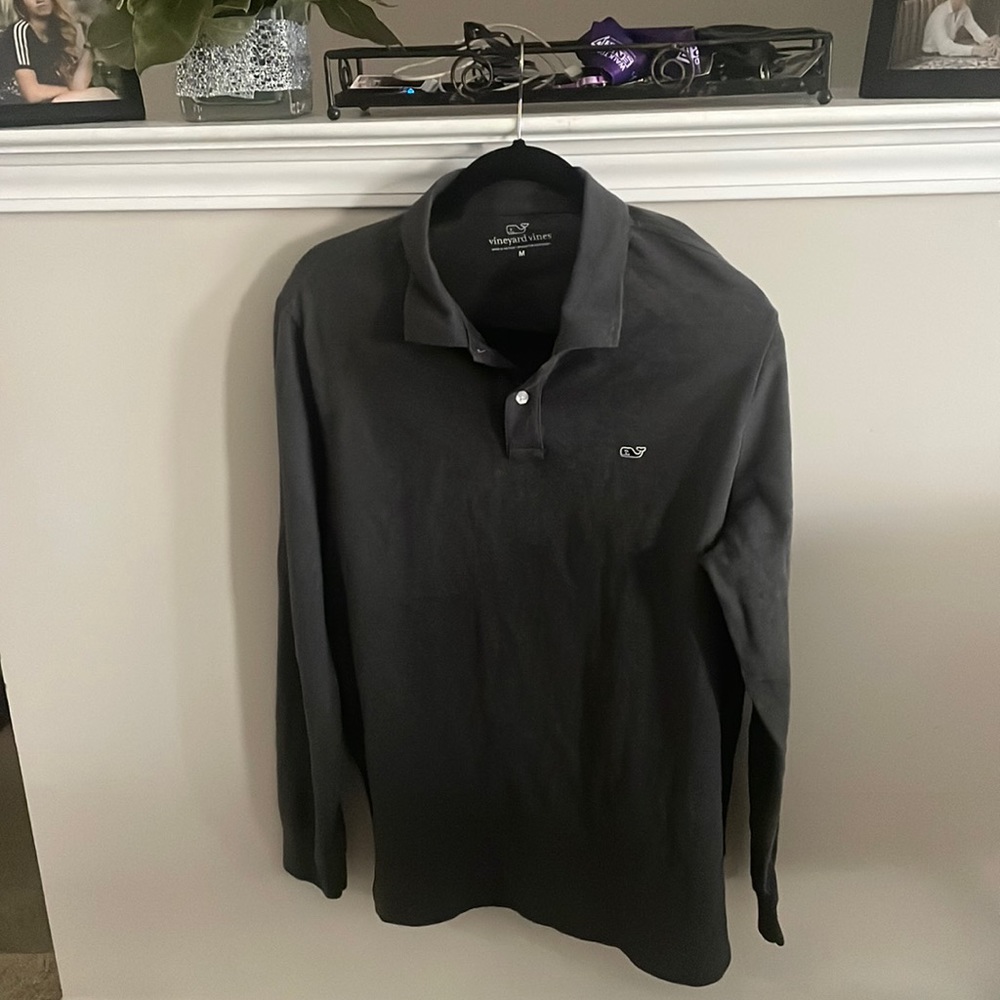 Men’s long sleeve charcoal grey Vineyard Vines 2 button polo Size M